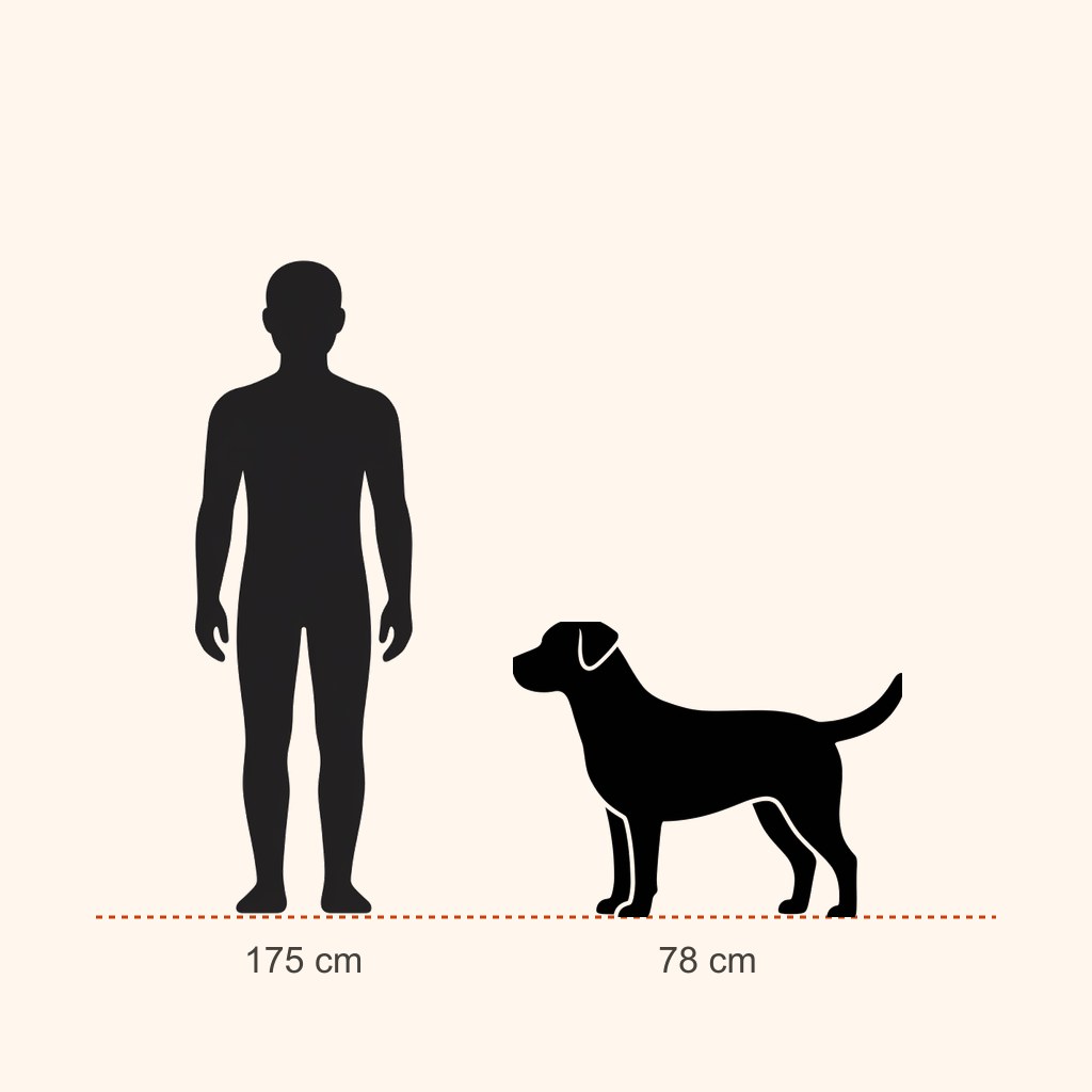 Mastiff için yaklaşık boy karşılaştırması